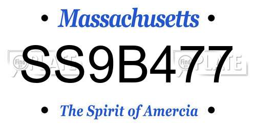 SS9B477 Massachusetts License Plate