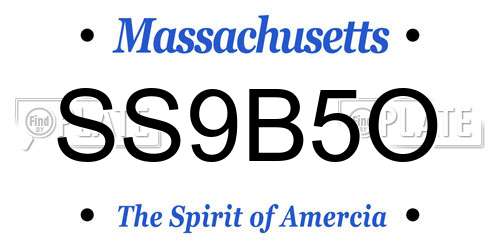 SS9B5O Massachusetts License Plate