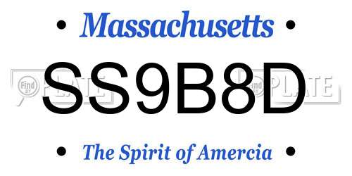 SS9B8D Massachusetts License Plate