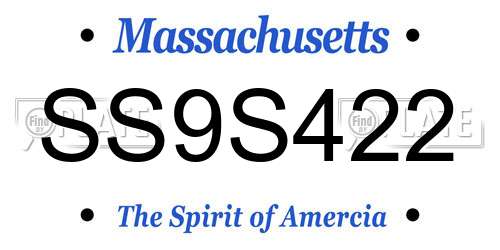 SS9S422 Massachusetts License Plate