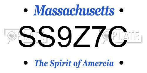 SS9Z7C Massachusetts License Plate
