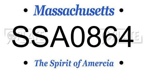 SSA0864 Massachusetts License Plate