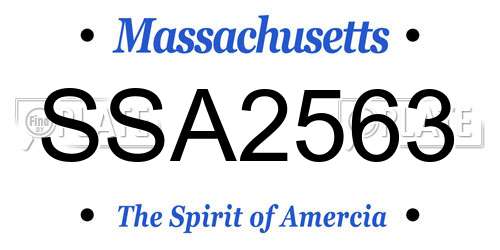 SSA2563 Massachusetts License Plate