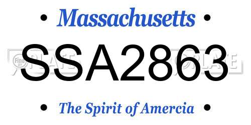 SSA2863 Massachusetts License Plate