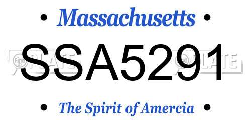 SSA5291 Massachusetts License Plate