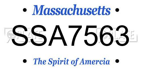SSA7563 Massachusetts License Plate
