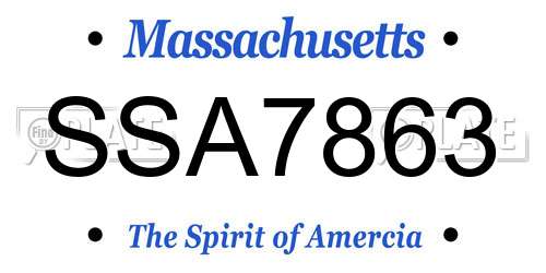 SSA7863 Massachusetts License Plate