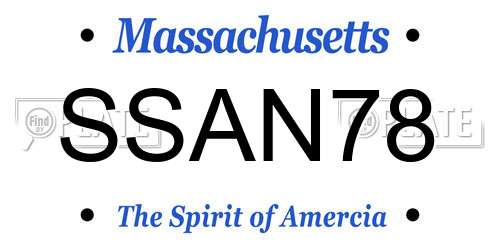 SSAN78 Massachusetts License Plate