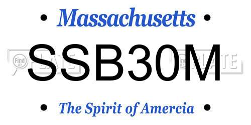 SSB30M Massachusetts License Plate