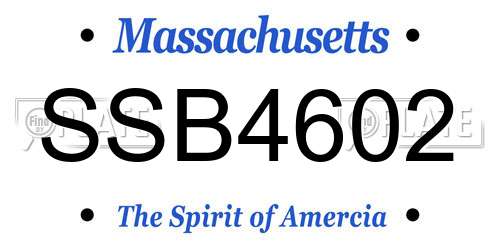 SSB4602 Massachusetts License Plate