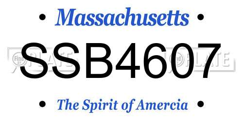 SSB4607 Massachusetts License Plate