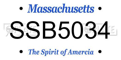 SSB5034 Massachusetts License Plate