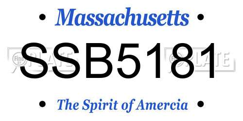 SSB5181 Massachusetts License Plate