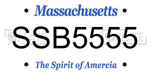 SSB5555 Massachusetts License Plate