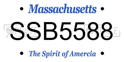 SSB5588 Massachusetts License Plate