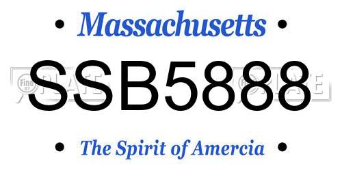 SSB5888 Massachusetts License Plate