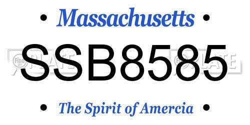 SSB8585 Massachusetts License Plate