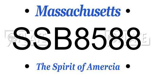 SSB8588 Massachusetts License Plate