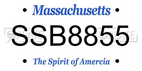 SSB8855 Massachusetts License Plate