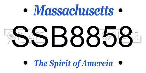 SSB8858 Massachusetts License Plate