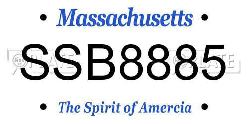 SSB8885 Massachusetts License Plate