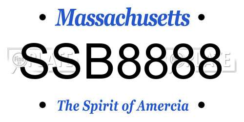 SSB8888 Massachusetts License Plate