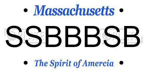SSBBBSB Massachusetts License Plate