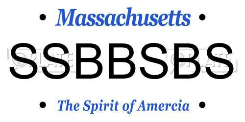 SSBBSBS Massachusetts License Plate