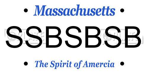 SSBSBSB Massachusetts License Plate