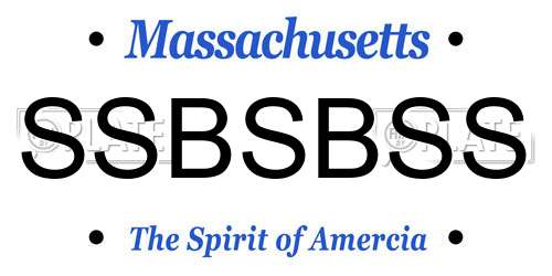 SSBSBSS Massachusetts License Plate