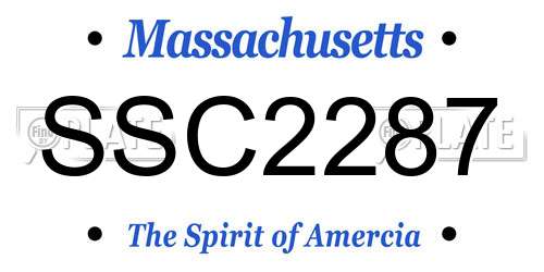 SSC2287 Massachusetts License Plate