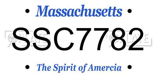 SSC7782 Massachusetts License Plate