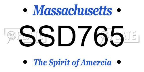 SSD765 Massachusetts License Plate