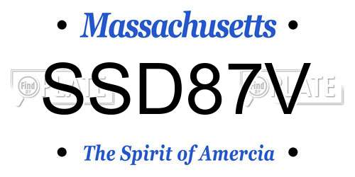 SSD87V Massachusetts License Plate
