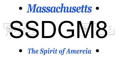 SSDGM8 Massachusetts License Plate