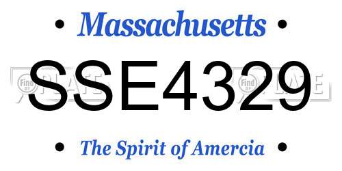 SSE4329 Massachusetts License Plate