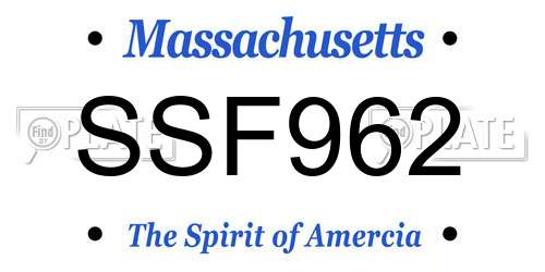 SSF962 Massachusetts License Plate