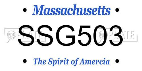 SSG503 Massachusetts License Plate