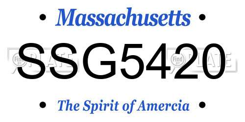 SSG5420 Massachusetts License Plate