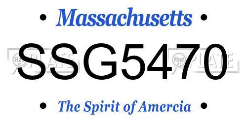 SSG5470 Massachusetts License Plate