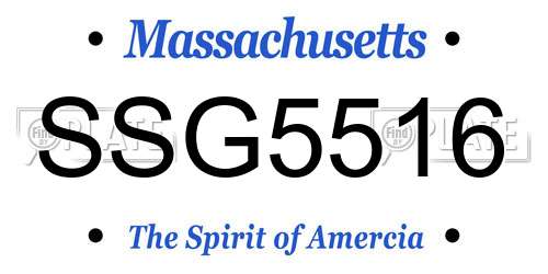 SSG5516 Massachusetts License Plate