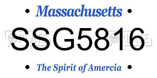 SSG5816 Massachusetts License Plate