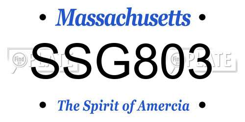 SSG803 Massachusetts License Plate