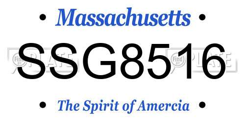 SSG8516 Massachusetts License Plate