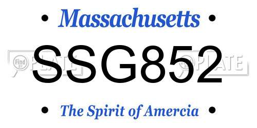 SSG852 Massachusetts License Plate