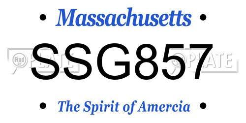 SSG857 Massachusetts License Plate