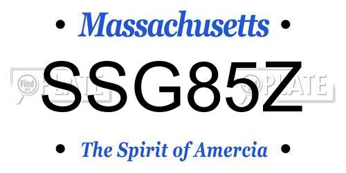 SSG85Z Massachusetts License Plate
