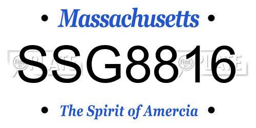 SSG8816 Massachusetts License Plate