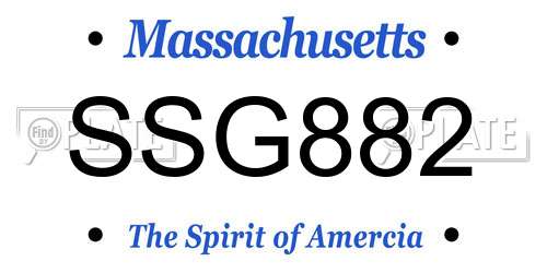 SSG882 Massachusetts License Plate