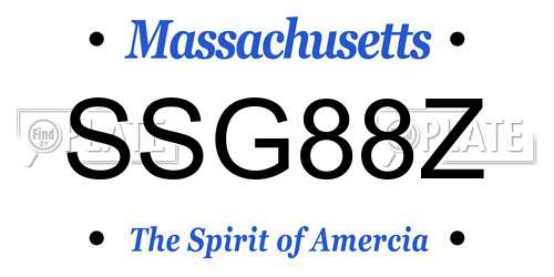 SSG88Z Massachusetts License Plate